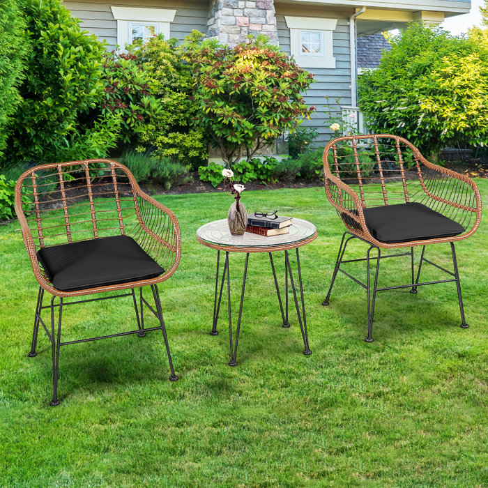 Topbuy Patiojoy Round 2 Person Outdoor Dining Set with Cushions Wayfair